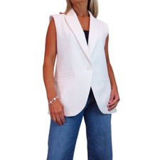 Women Long Waistcoat Sleeveless Blazer Vest Size 12