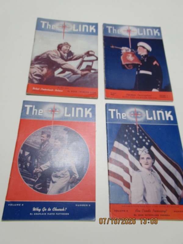 WWII (4-ISSUES) "THE LINK" (SERVICE MENS CHRISTIAN LEAGUE) PUBLISHED MONTHLY