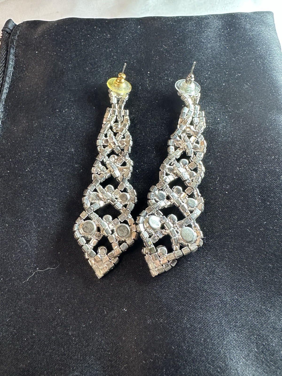 Clear Crystal Rhinestone Drop Dangle Earrings Wed… - image 3