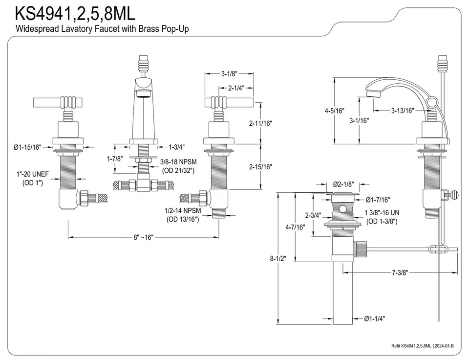 KS4941ML Milano Mini Widespread Lavatory Faucet, Polished Chrome - Image 2 of 2