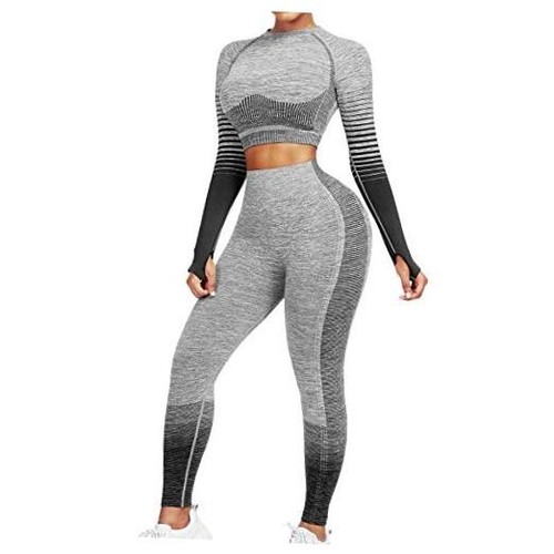 Workout Sets for Women 2 Piece High Waist Seamless Leggings and Crop Top Yoga