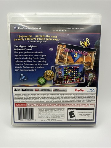 Bejeweled 3 (Sony PlayStation 3, 2011) Complete In Box - Picture 2 of 4