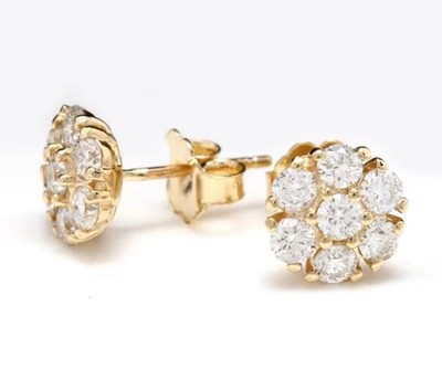 Neu Mode Damen Diamant Diamant Farbe & 14k Gelb Farbe Ohrringe Set