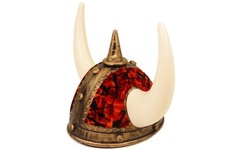 Wikingerhelm TS Oldschool Version mit dänischem Plüsch Bronze-Gold, Plüsch rot