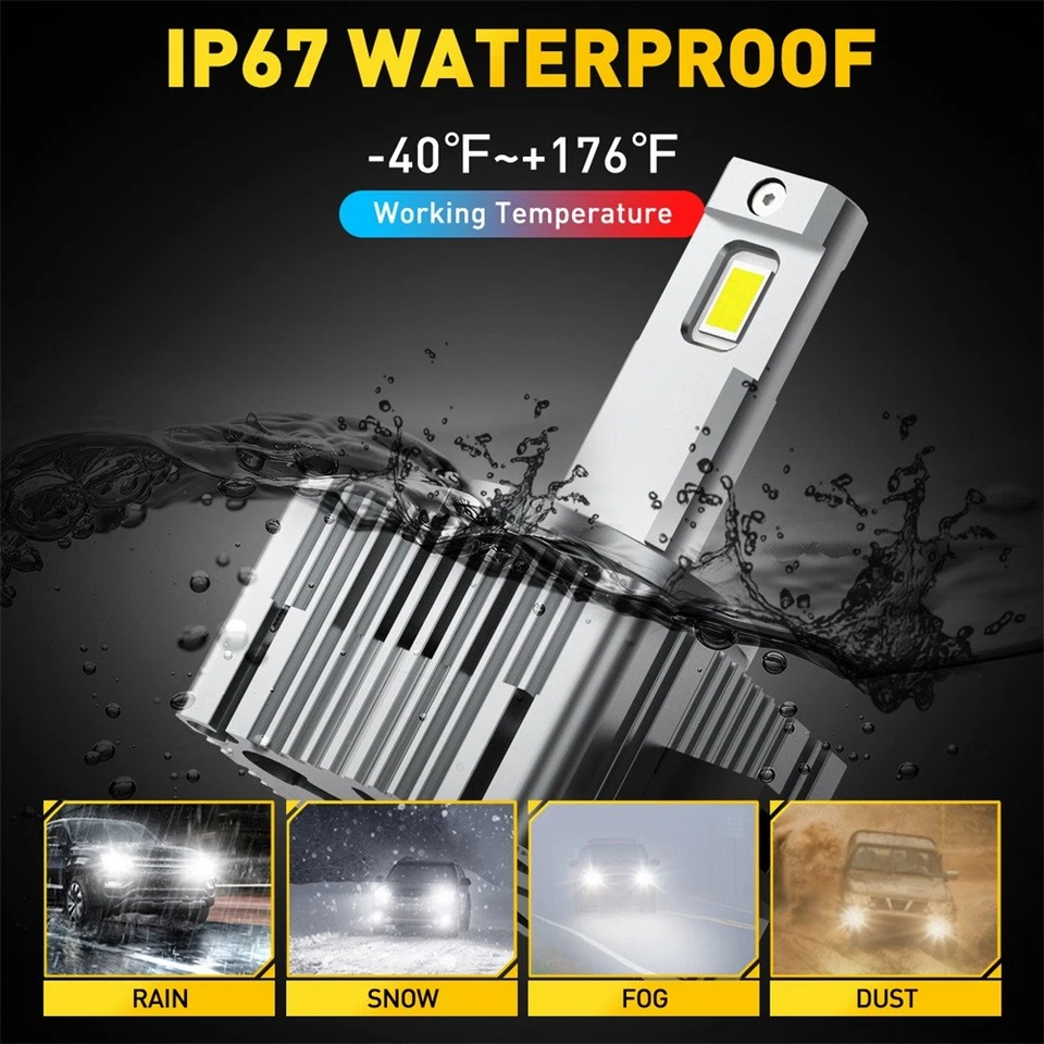 2X 240W 20000LM LED Headlight Kit D3R/D3S/D3C 6000K Bulb High Low Beam Xenon HID - Image 4 of 4