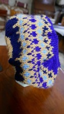HAND KNITTED LADY'S  LOVELY   ON TREND FAIRISLE BERET HAT  IN D.K