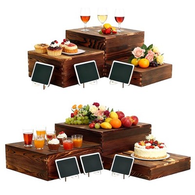 6 Pack Wooden Buffet Risers Rustic Wood Cupcake Stand Catering Supplies Buffe...