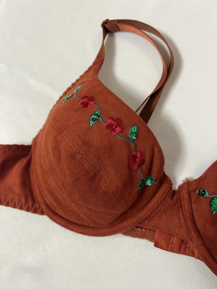 Sujetador bordado floral Rampage Rust naranja quemado/marrón - talla 34B Foto 2 de 4