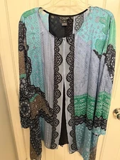 Citron Santa Monica Plus Size 3X Blouse 100% Silk  Boho Sheer Jacket