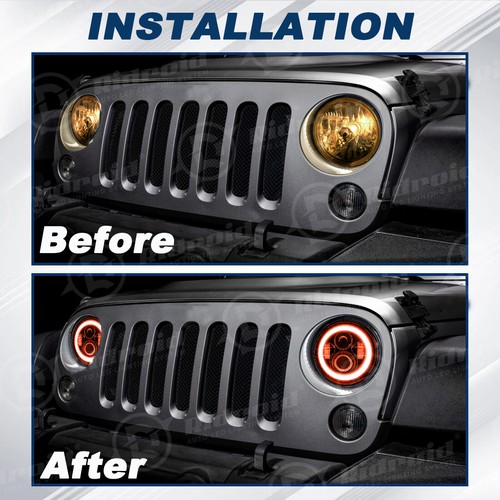 Combo de faros LED rojos Halo 7"" 4"" para Jeep Wrangler JK JKU 07-17 - Imagen 9 de 19
