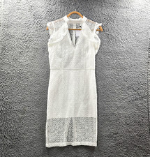 New Slide Show Womens Pencil Dress Size 10 White Lace Sleeveless High Neck