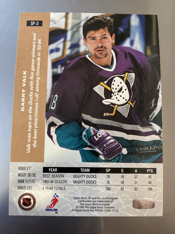 1994-95 (DUCKS) Upper Deck SP Inserts #SP3 Garry Valk - Image 2 of 2