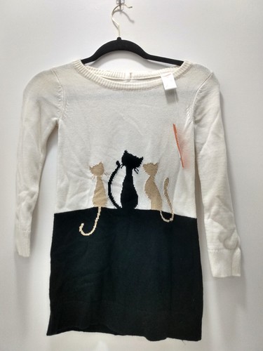 Gymboree Cat Sweater Size 6 55% Cotton 45% Nylon + Glitter Tights Size S(5-6) - Picture 4 of 7
