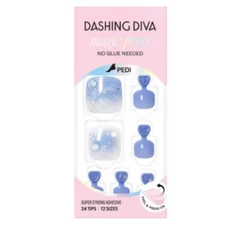 DASHING DIVA MAGIC PRESS ON NAIL KOREA NAIL TIP Bubble Pedi 30 pcs