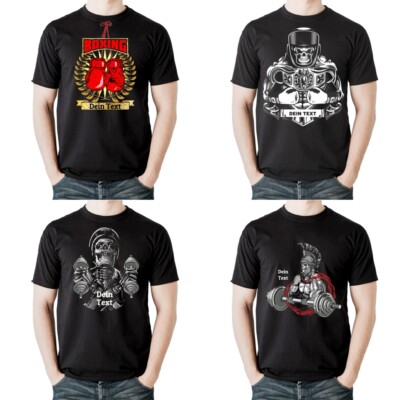 Fighter Heavy T-Shirt Gym Fitness Sparta Bodybuilding, dein Name personalisiert