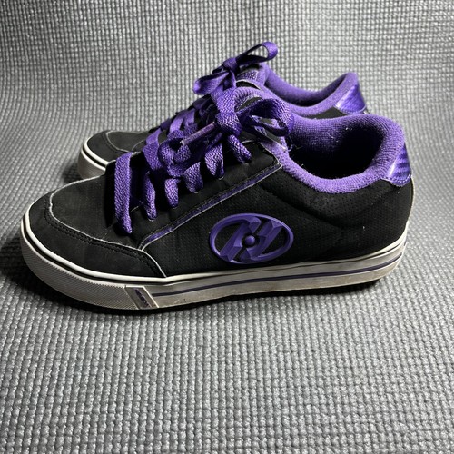 Heelys Wave Roller Skate Shoes Youth Size 4 Womens Size 5 Black Purple Lace Up
