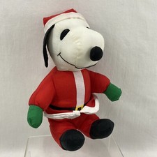 Snoopy Peanuts Plush Santa Clause Stuffed Nylon /Puffalump Style
