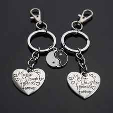 2pc Set - Heart Mother & Daughter Friends Forever Yin Yang Keychain - Mom Gift