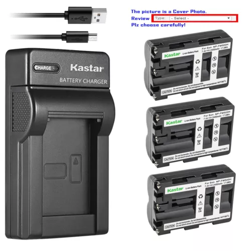 Kastar Battery Slim Charger for Sony NP-FM500H & Sony DSLR-A900 α900 Alpha A900