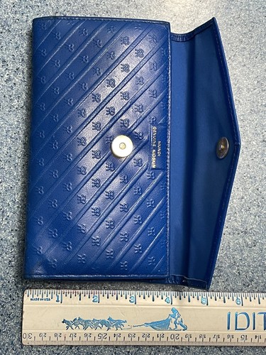 VTG MUNDI Snap Fold - Blue - Trifold Nappa Genuine Kid Skin TONS Of Pockets - Picture 10 of 11
