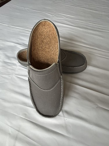 SPENCO Siesta Mules Sz 1B Slip On Orthotic Slides Gray Canvas Mocs Slip On Shoes - Picture 4 of 8