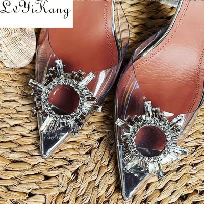Para Mujeres De salón Zapatos De Taco Alto Puntera en Punta Sandalias  Charol del Rhinestone Claro Zapatos | eBay