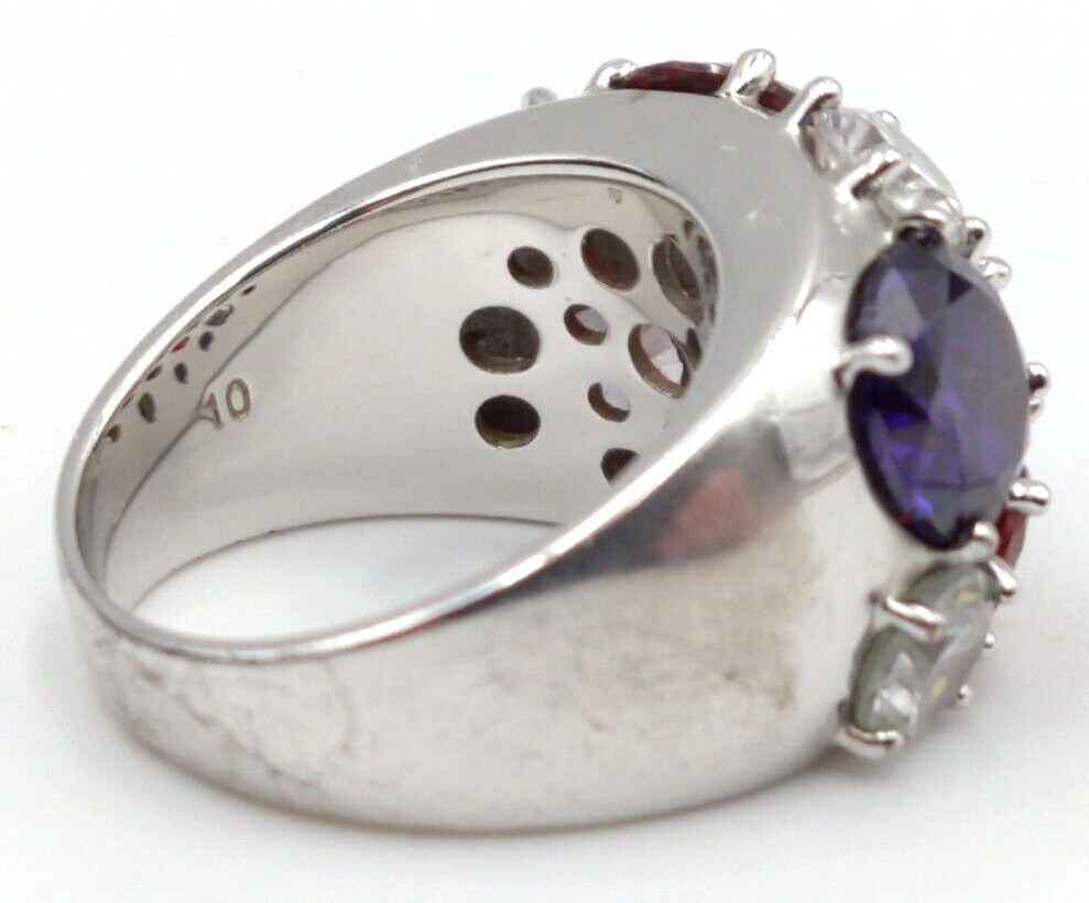 NVC Womens STATEMENT Cocktail Ring Multicolor Gla… - image 6