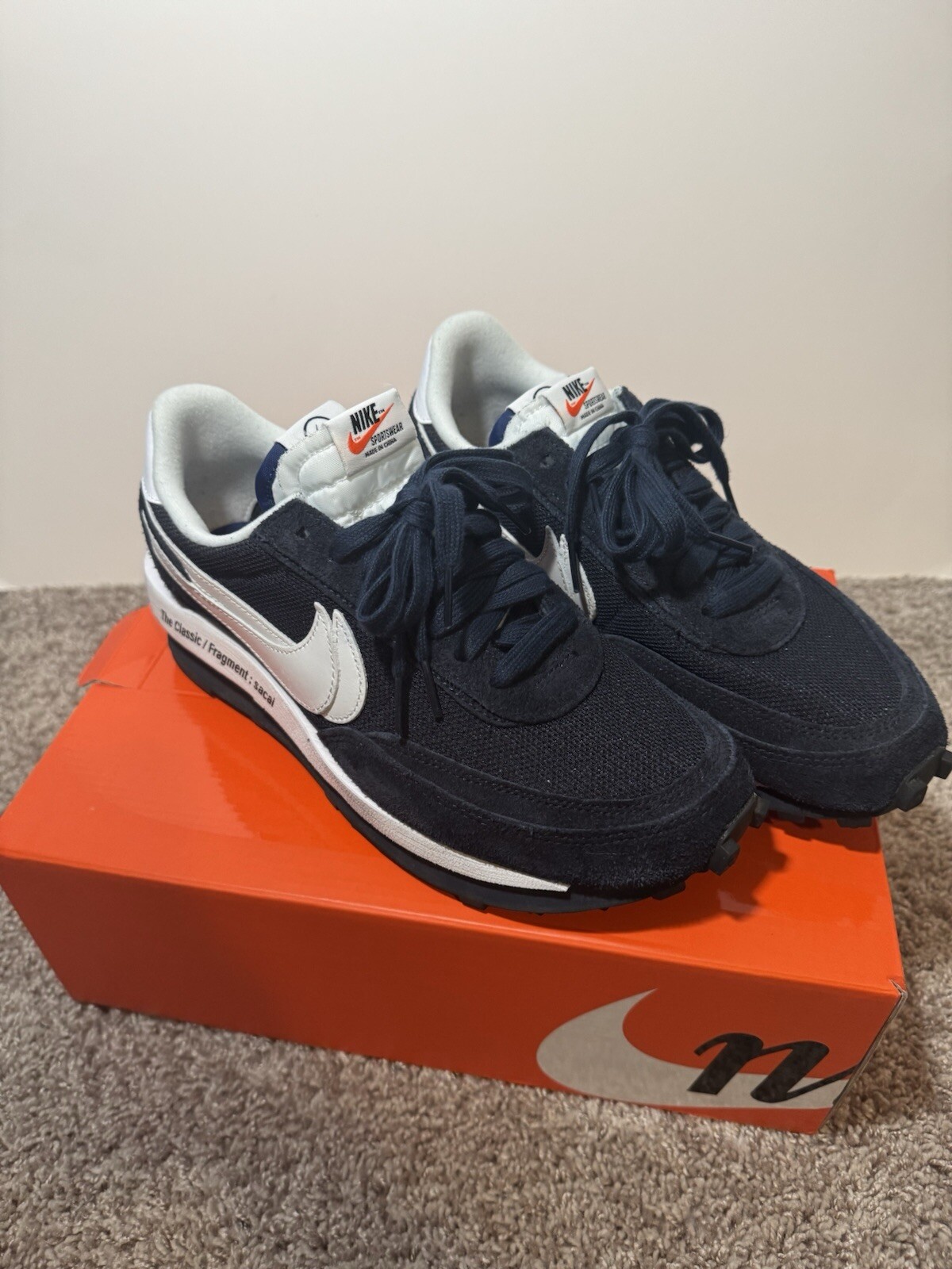 SACAI X NIKE Taglia 9 M Nike LDV Waffle x Fragment Design x Sacai Low blu annerito