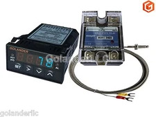 Universal 1/32DIN PID Temperature Controller, Blue + 25A SSR + K thermocouple