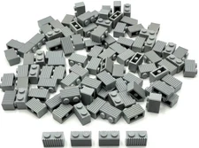 Lego 100 New Light Bluish Gray Bricks Modified 1 x 2 Grille Fluted Profiles