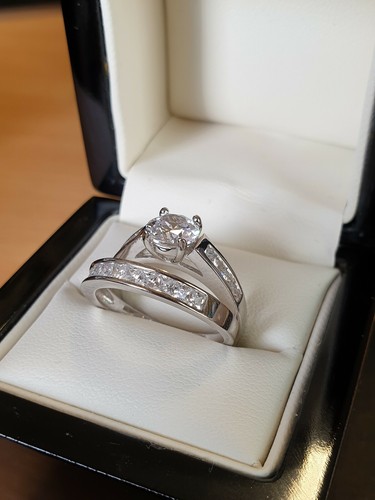 White gold finish solitaire created diamond ring set free postage size N - Picture 4 of 4