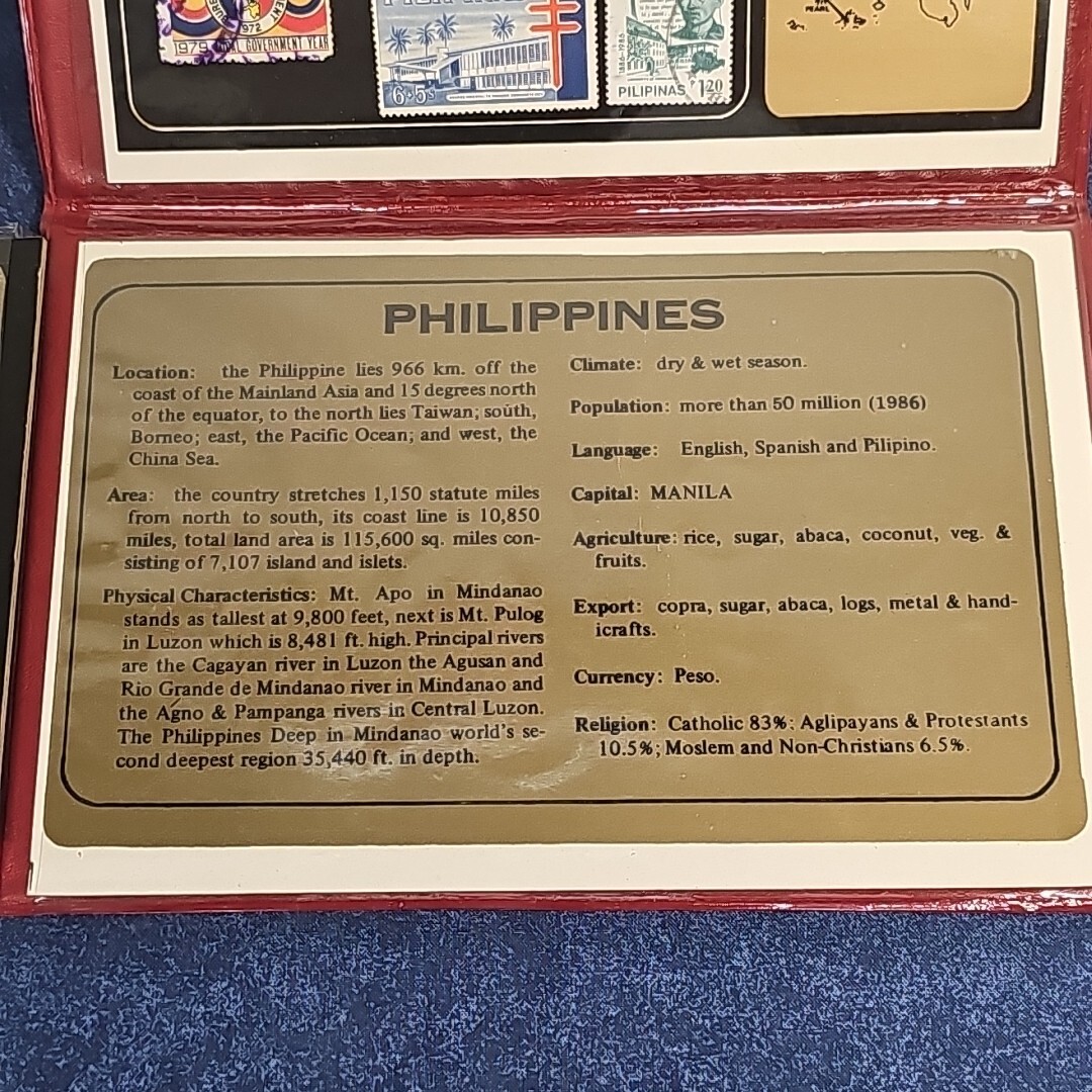 Philippines Pearl Of The Orient Sea 10 Coin & Stamp Red