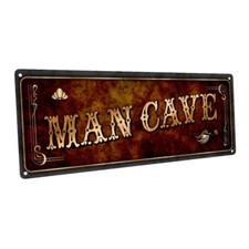 Man Cave Metal Sign; Wall Decor for Mancave, Den, or Gameroom