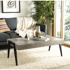 SAFAVIEH Cameron Rectangular Mid-Century Modern Coffee Table | Light Grey /