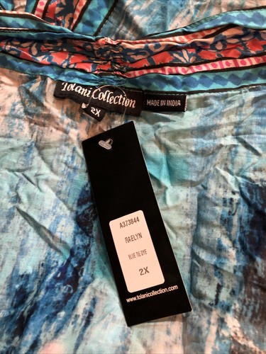 Colección Tolani "Raelyn" Azul y Rosa Frente Abierto - Mujer 2X, Nuevo con Etiquetas, Largo 30.5 - Imagen 4 de 5