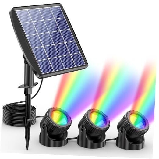Solar Pond Lights, RGB LED Pond Lights Waterproof IP68, 2200mAh Multicolor