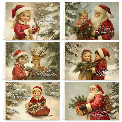 12 Weihnachtskarten Vintage Set ''Magie der Weihnacht'' mit 12 Umschlägen