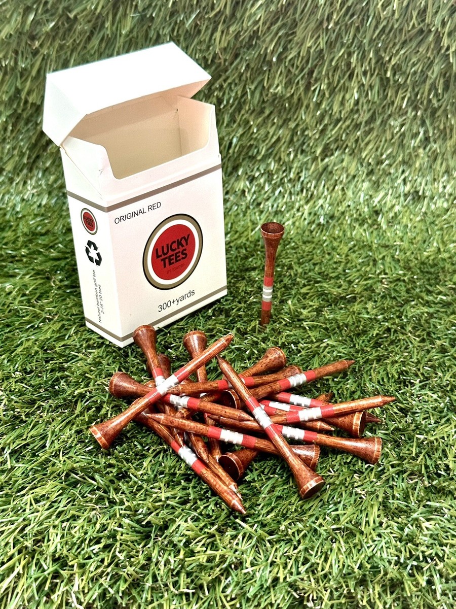 Lucky Tees Bamboo Golf Tees Cigarette Box 20count 2.75in Reusable box Golf  Gifts