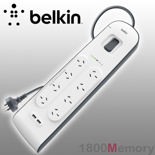 Belkin Way Outlet Surge Plus Protector Board 2M Cord Cable USB