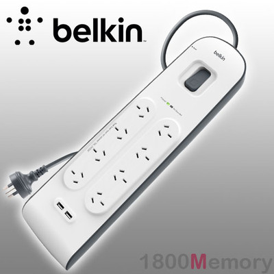 Belkin Way Outlet Surge Plus Protector Board 2M Cord Cable USB
