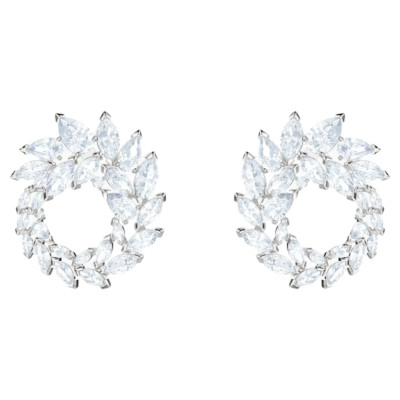 SWAROVSKI LOUISON ピアス Louison Pearl スタッドピアス, 葉, ホワイト, ロジウム・プレー