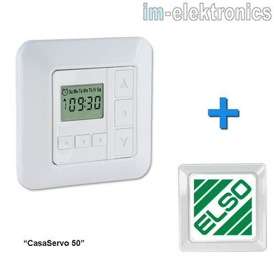 Zeitschaltuhr Timer CasaServo für Rolladen Jalousie Rollo + ELSO Zwischenrahmen
