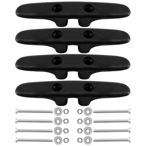 Trafu 4-Pack Black Nylon Boat Cleats - 8 Inch Length, Includes Mounting Screws