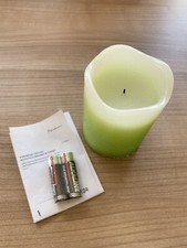 HSE LED Echtwachskerze Flambiance Farbverlauf hellgrün-weiß neu