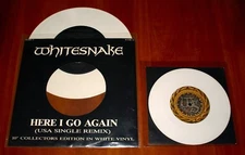 WHITESNAKE 2x WHITE VINYL Set HERE I GO AGAIN 10" & GIVE ME ALL YOUR LOVE 7" Lot