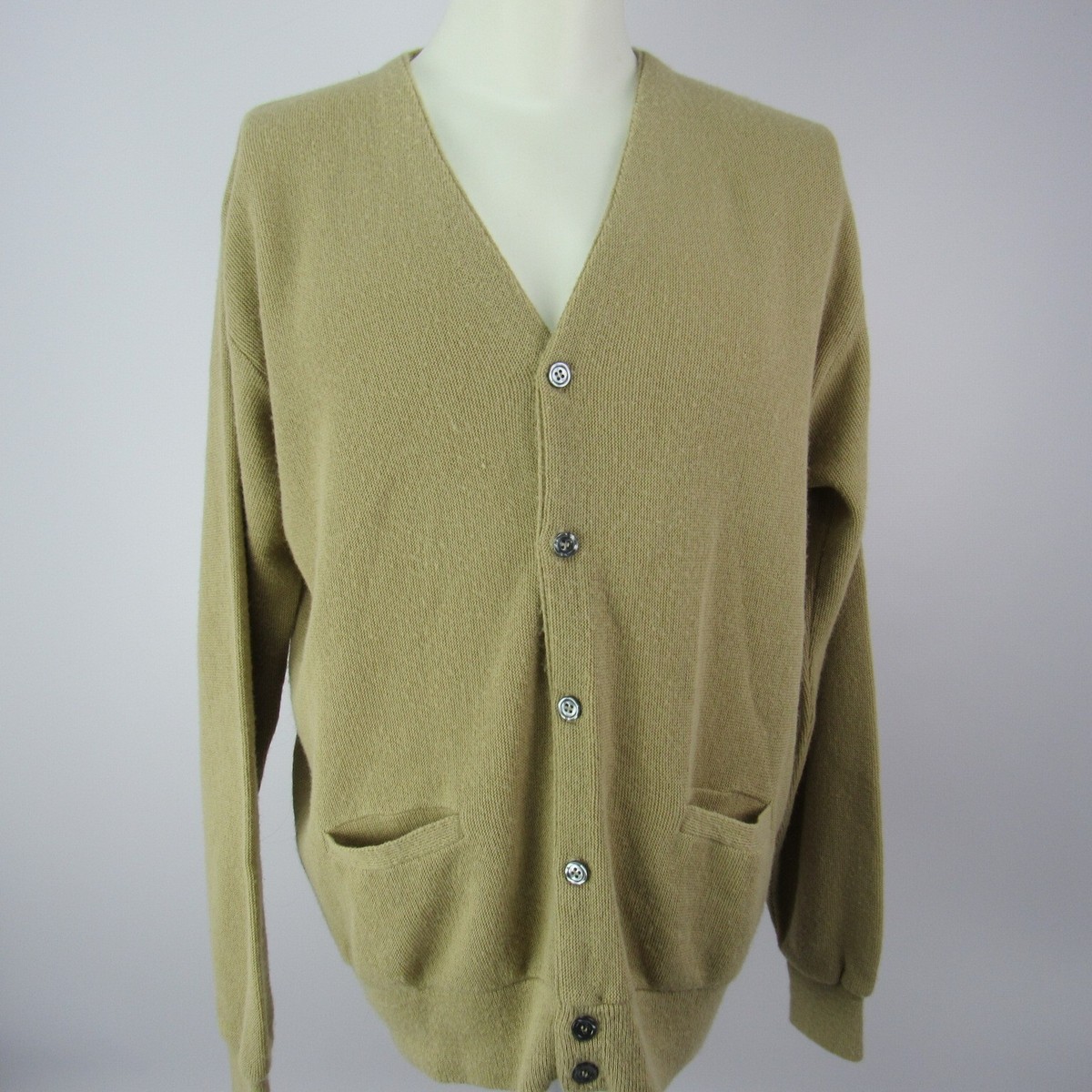 Vintage Arnold Palmer Cardigan Sweater Men's XL Cream White Made In USA 70s  Golf