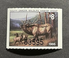 WTDstamps - 1995 SOUTH DAKOTA - State Wildlife Habitat Stamp - Lot1 - Mint OG NH