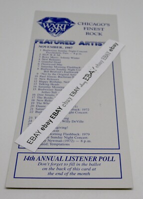 WXRT 93FM Featured Artists Chicago November 1987 14th Annual Listener ...