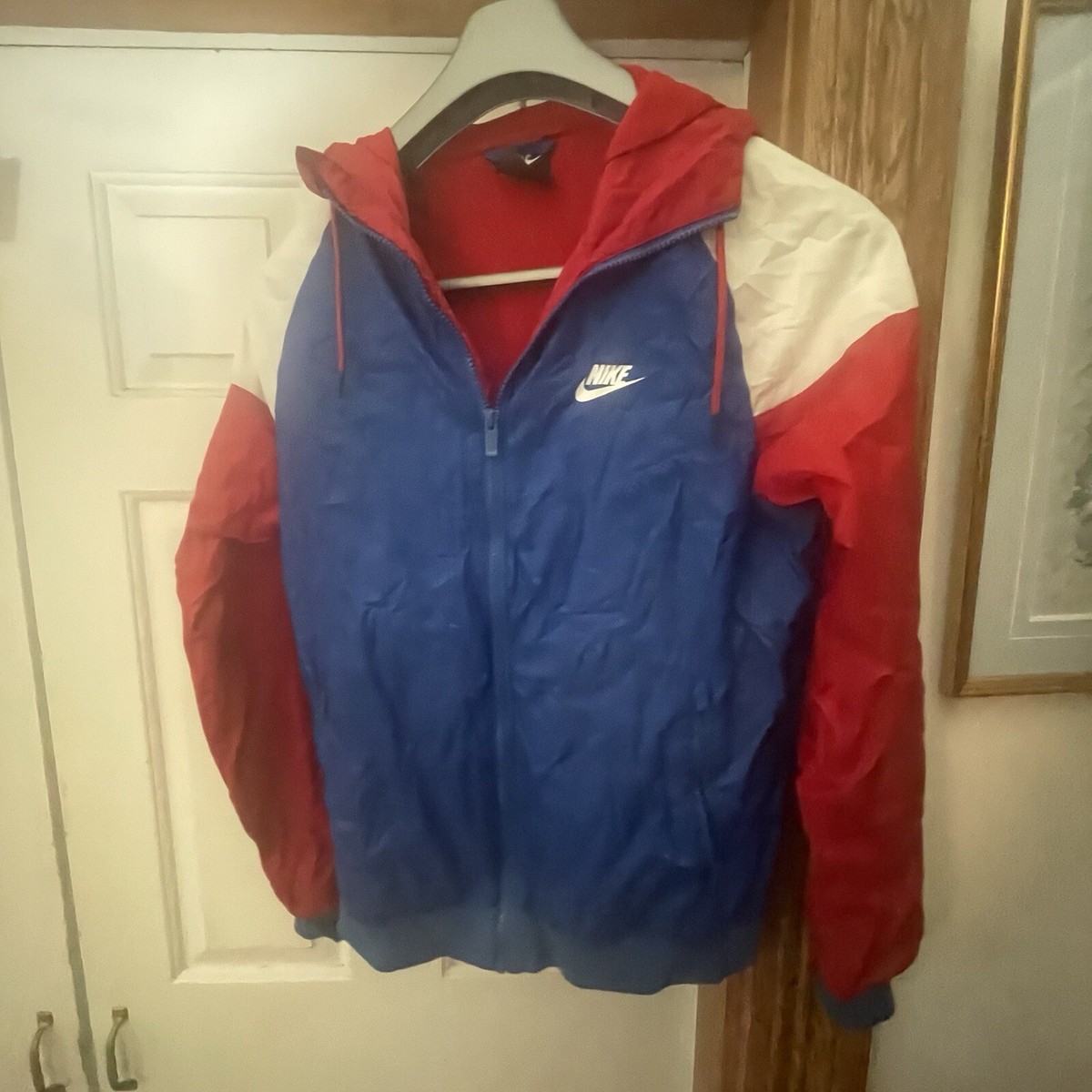 Nike Sportswear Windrunner Hooded Jacket Men S Active Red White Blue Full Zip | eBay