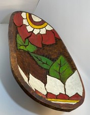 Dough Bowl Wooden Hand Carved Painted Decorative Piece Large